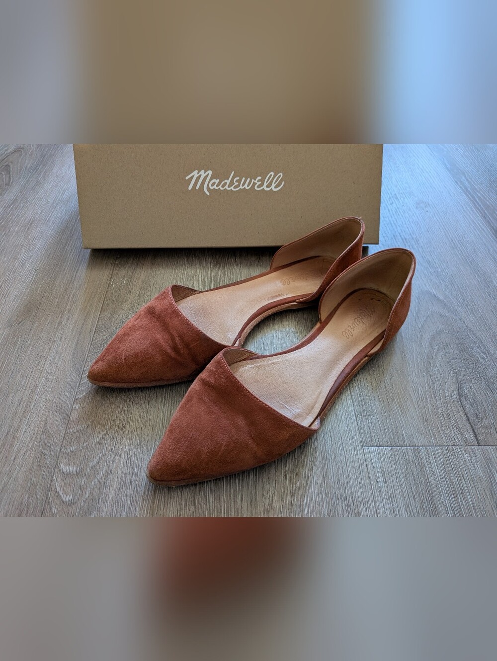 Madewell Rust Suede Pointed D'Orsay Flats Women Size 8.5